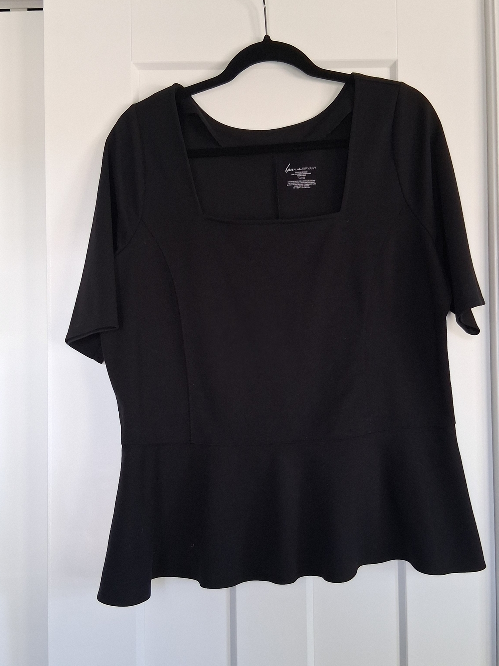 Size 16 Lane Bryant Black Square Neck Peplum Top PLUS SIZE